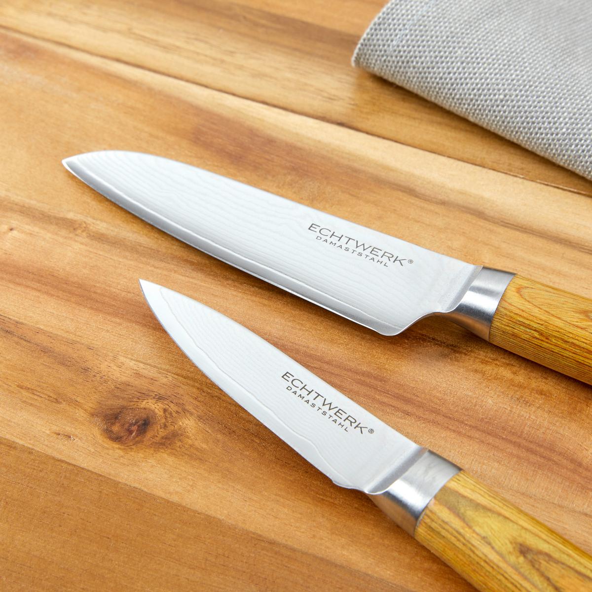 Messerset Aleyna 2 -Teilig. Crv-Stahl Klinge ca. 19,7 cm - Silberfarben/Braun, MODERN, Metall - Echtwerk