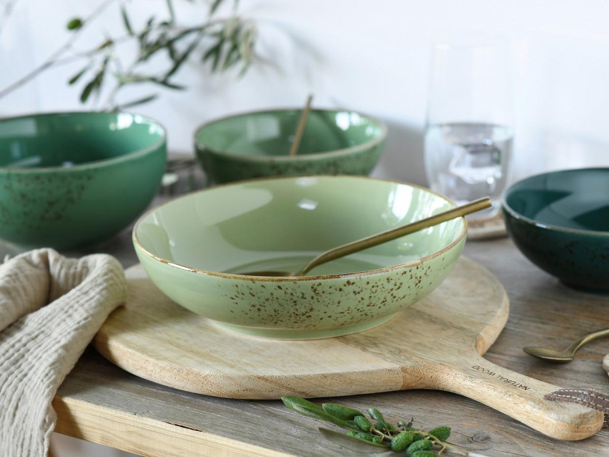Schüsselset Nature Grün 12-teilig - Grün, Basics, Keramik - Creatable