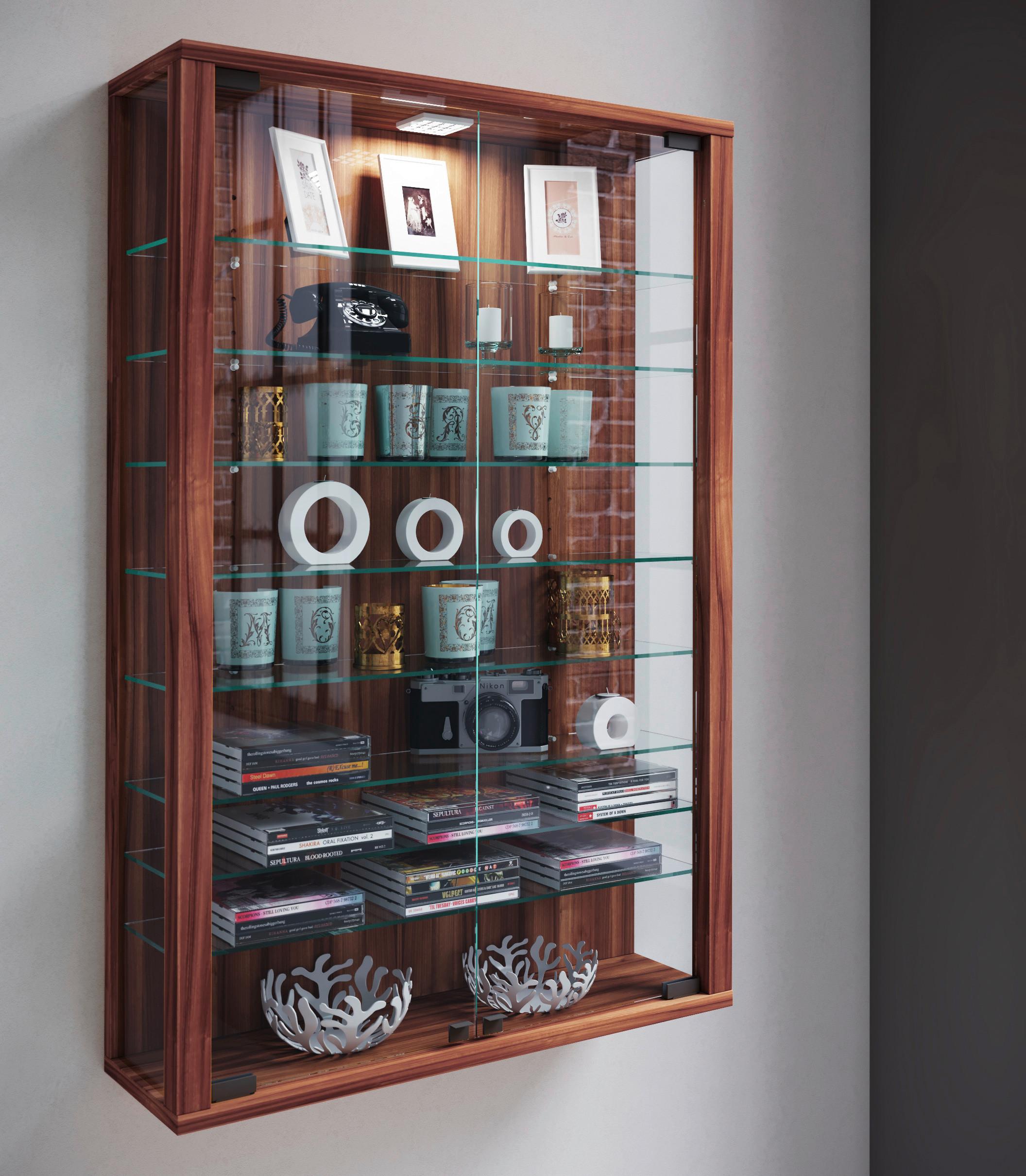Vitrine Vitrosa Nussbaumfarben Dekor B: 59 Cm - Nussbaumfarben/Schwarz, Design, Glas/Holzwerkstoff (59/91/18cm) - MID.YOU