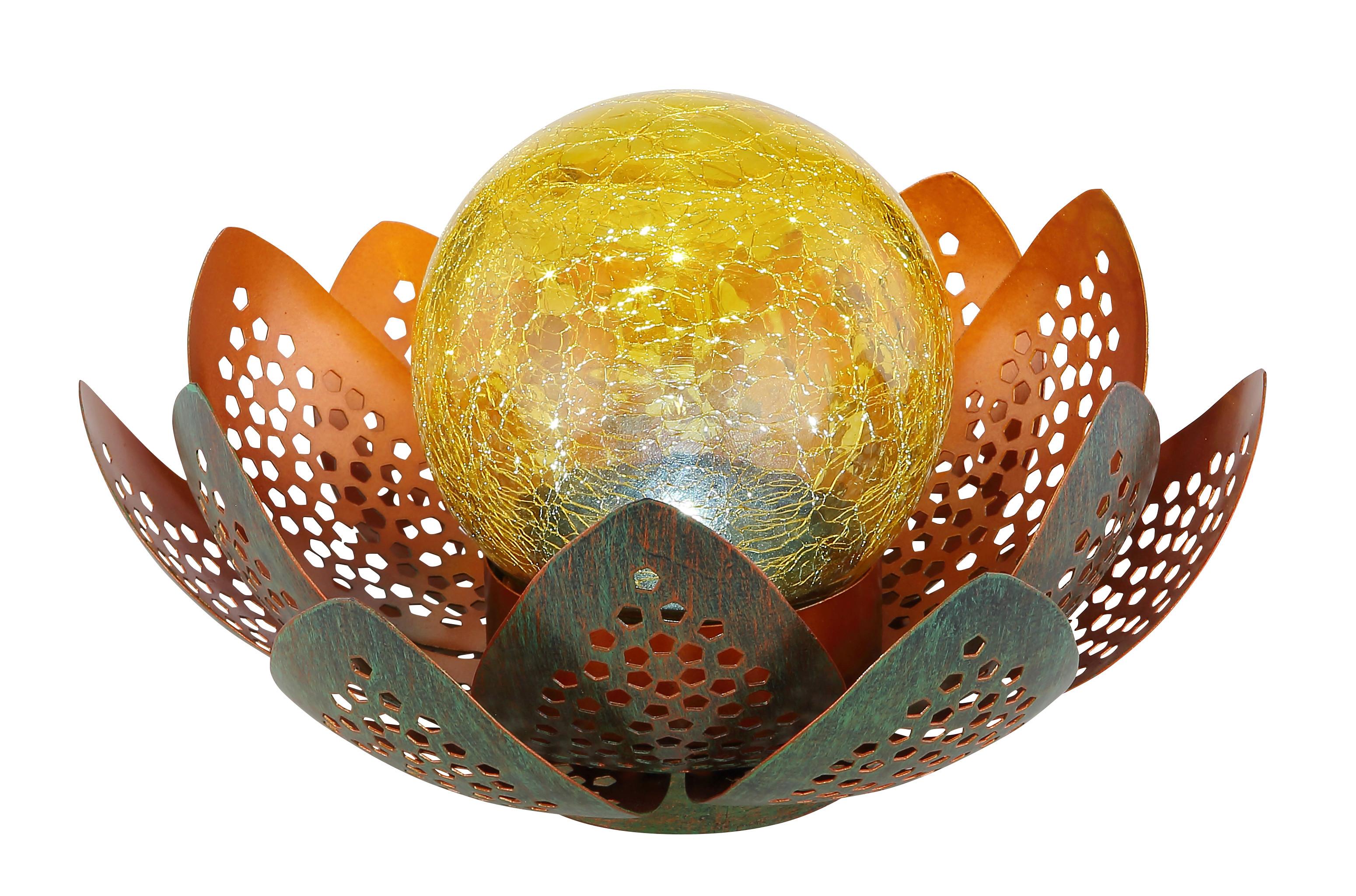 Solarleuchte 33655 - Goldfarben/Orange, Basics, Glas/Metall (22/13,5cm) - Globo