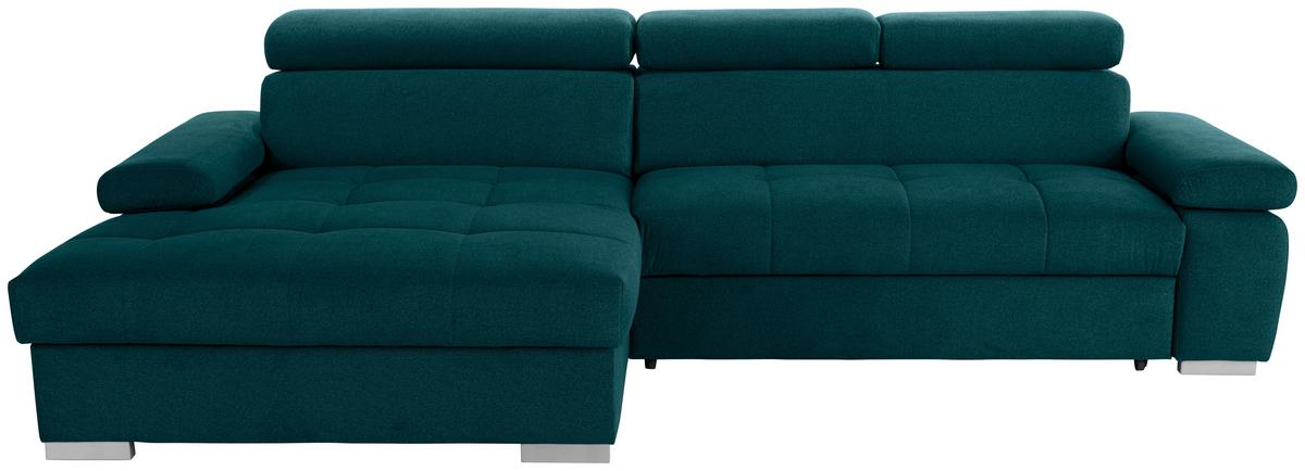 Ecksofa Perry - Dunkelgrün/Silberfarben, Design, Textil (183/292cm) - Livetastic