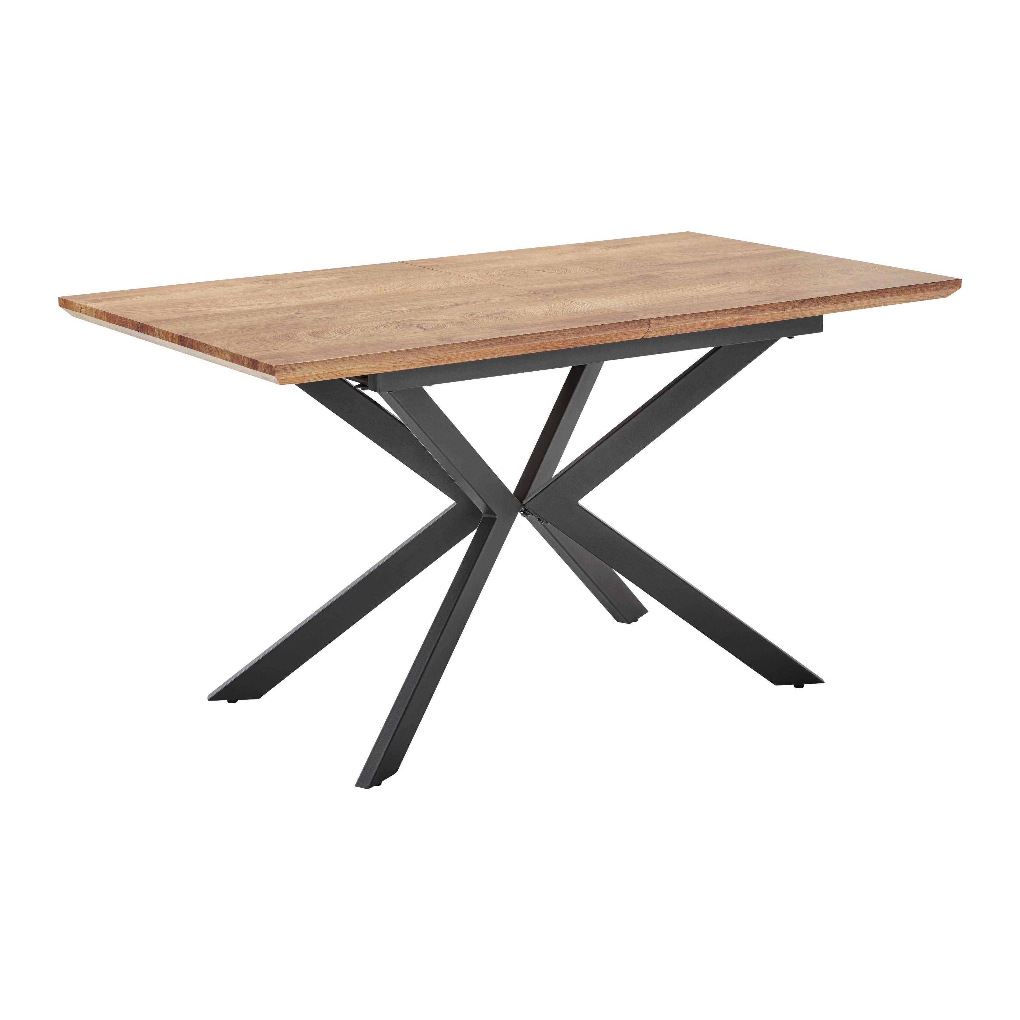 Jídelní stůl AKI 140-180x80 cm - černá/barvy vlašských ořechů, Moderní, kov/kompozitní dřevo (140-180/80/76cm) - Bessagi Home