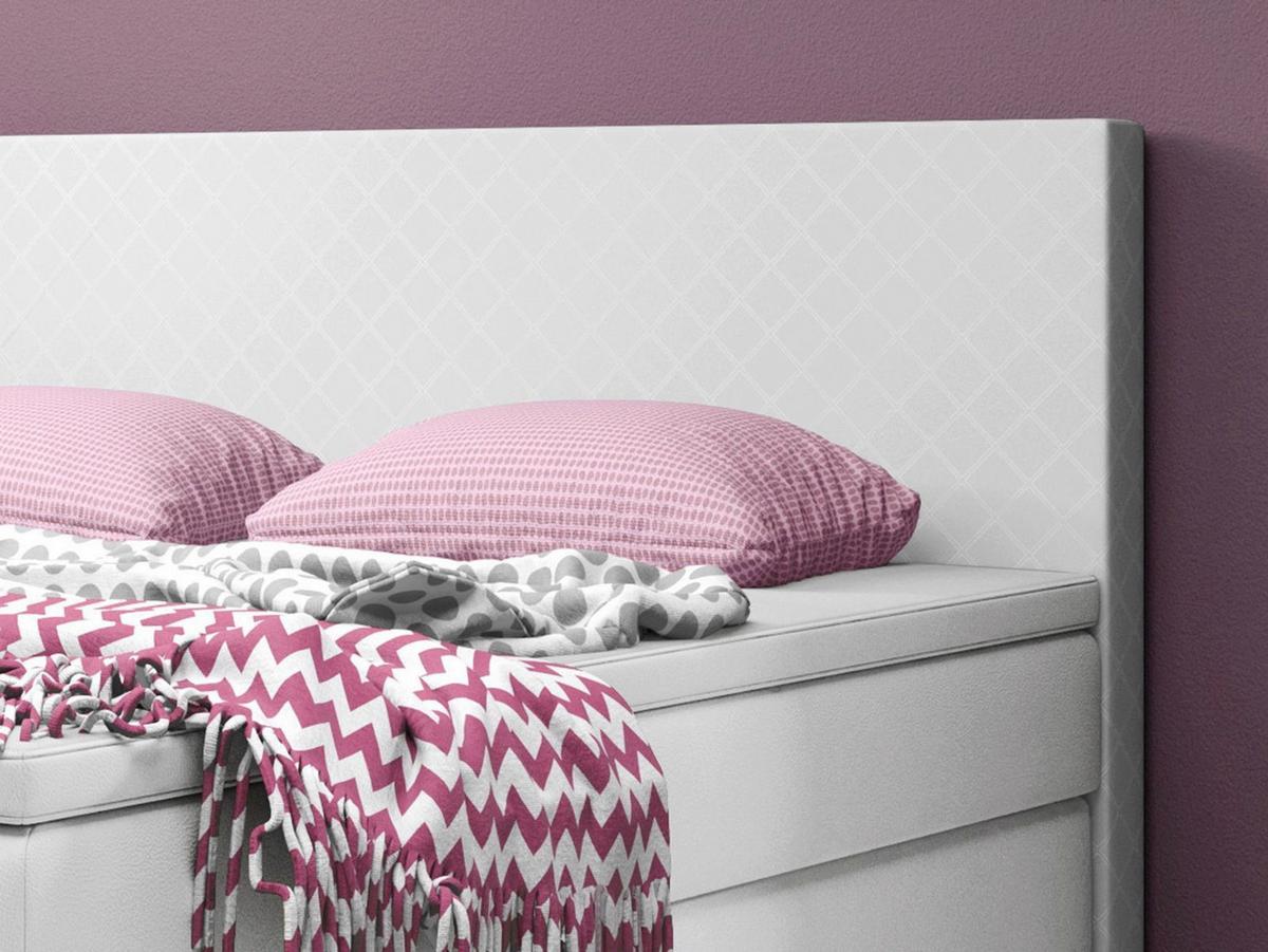 Boxspringbett mit Topper Lederlook 180x210 Madrid - Silberfarben/Weiß, KONVENTIONELL, Leder/Textil (180/115/210cm) - MID.YOU