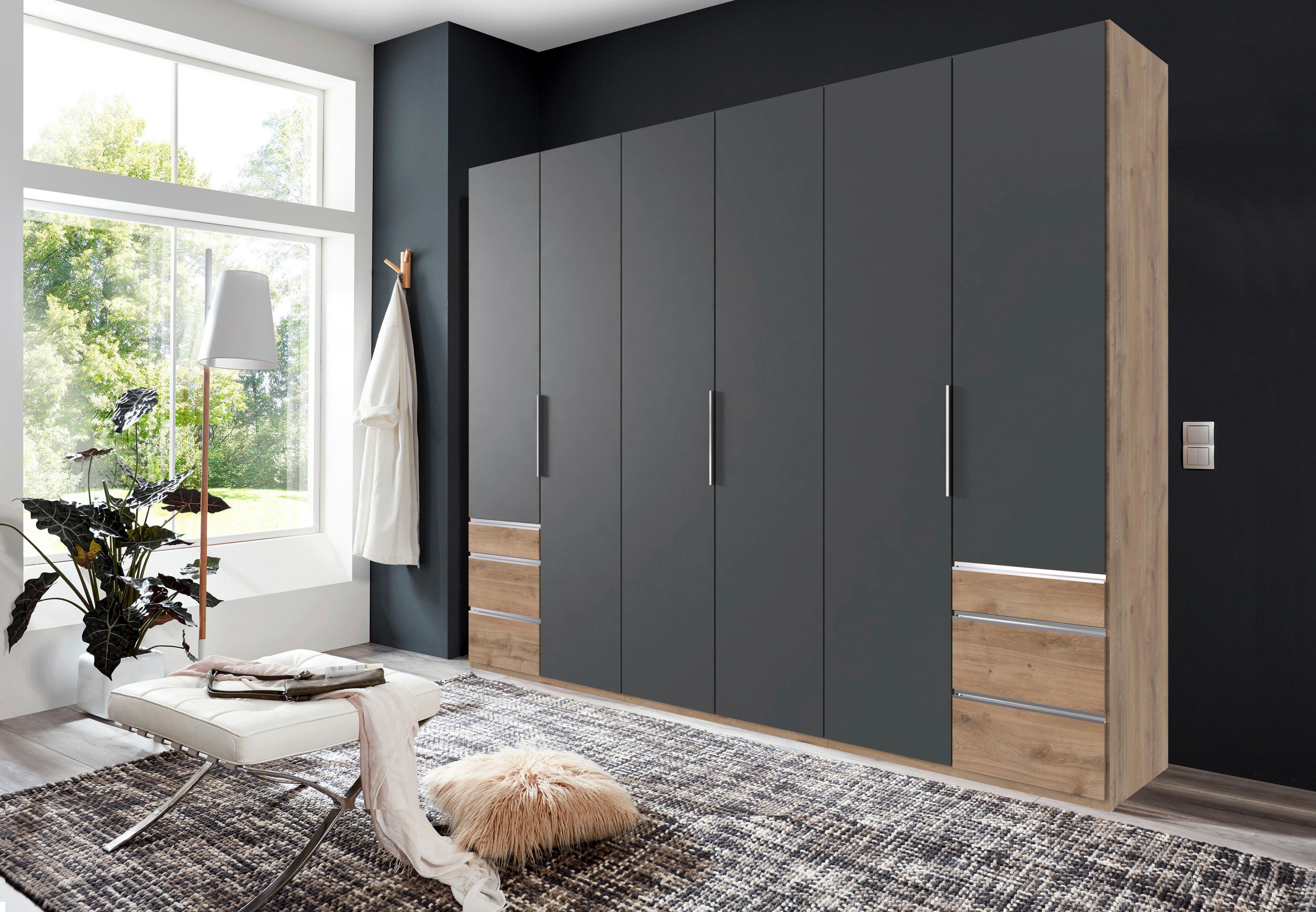 Drehtürenschrank Level 36 A Graphit/eiche Dekor, B: 300cm - Plankeneiche/Eichefarben, MODERN, Holzwerkstoff (300/236/58cm) - MID.YOU