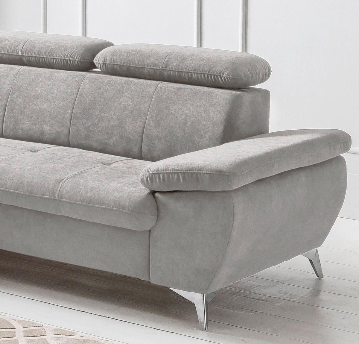 Ecksofa mit Schlaffunktion und Bettkasten Gisele Grau - Chromfarben/Grau, KONVENTIONELL, Textil (209/256cm) - Livetastic