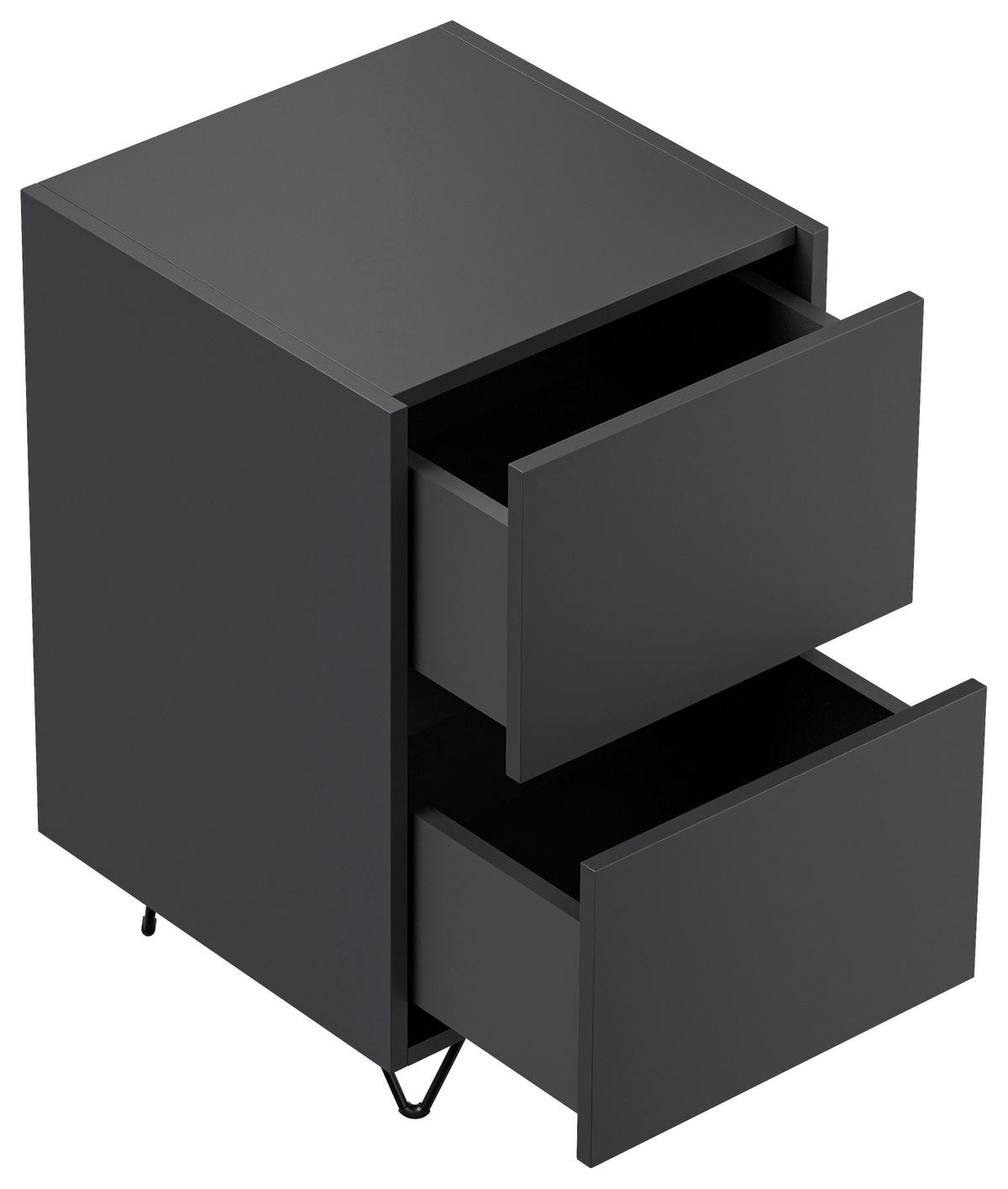 Nachttisch Industrial Graphitfarben B: 41,2cm - Schwarz/Graphitfarben, Basics, Holzwerkstoff/Metall (41,2/65/42cm) - MID.YOU