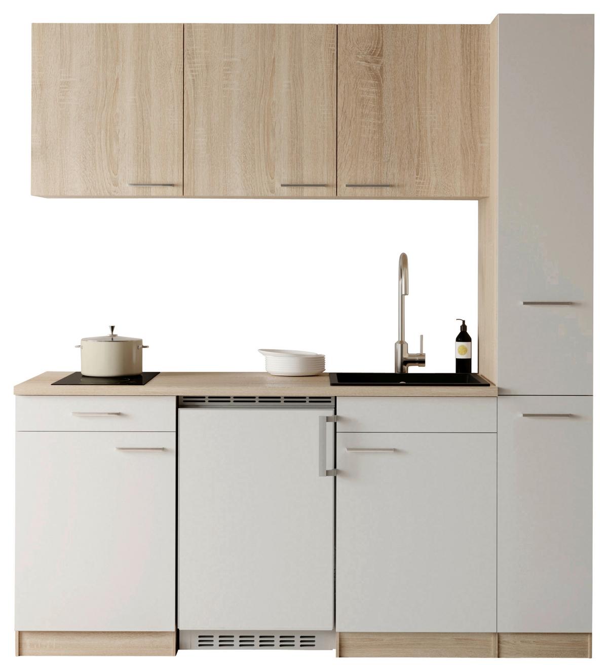 KÜCHENBLOCK Ingrid, Weiß B: 180 cm - Eichefarben/Weiß, Design, Holzwerkstoff (180cm) - Respekta