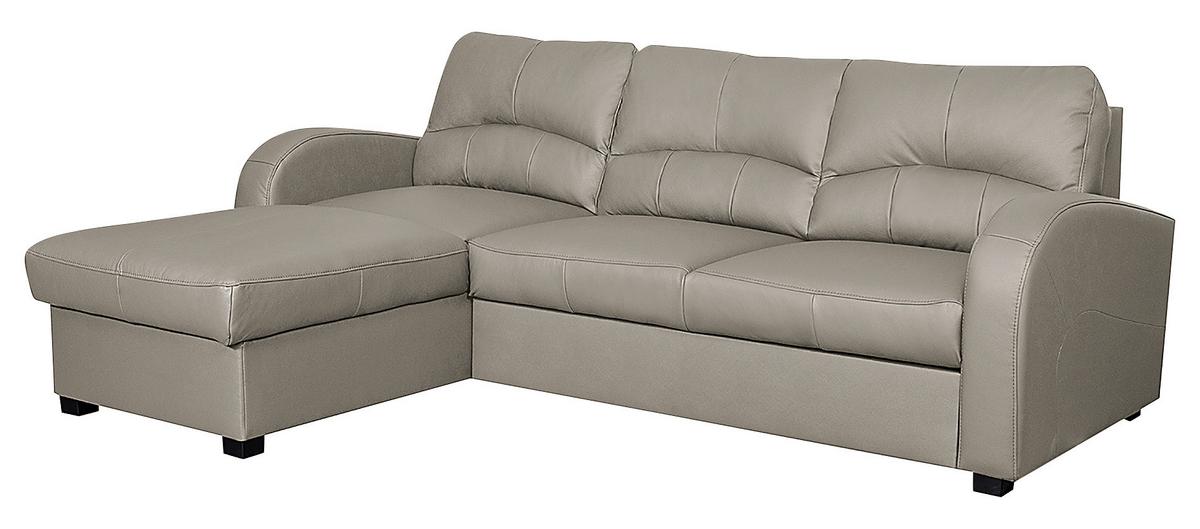Ecksofa Tilo Platinfarben S: 168 cm - Platinfarben/Schwarz, Design, Leder/Textil (168/227cm) - Livetastic
