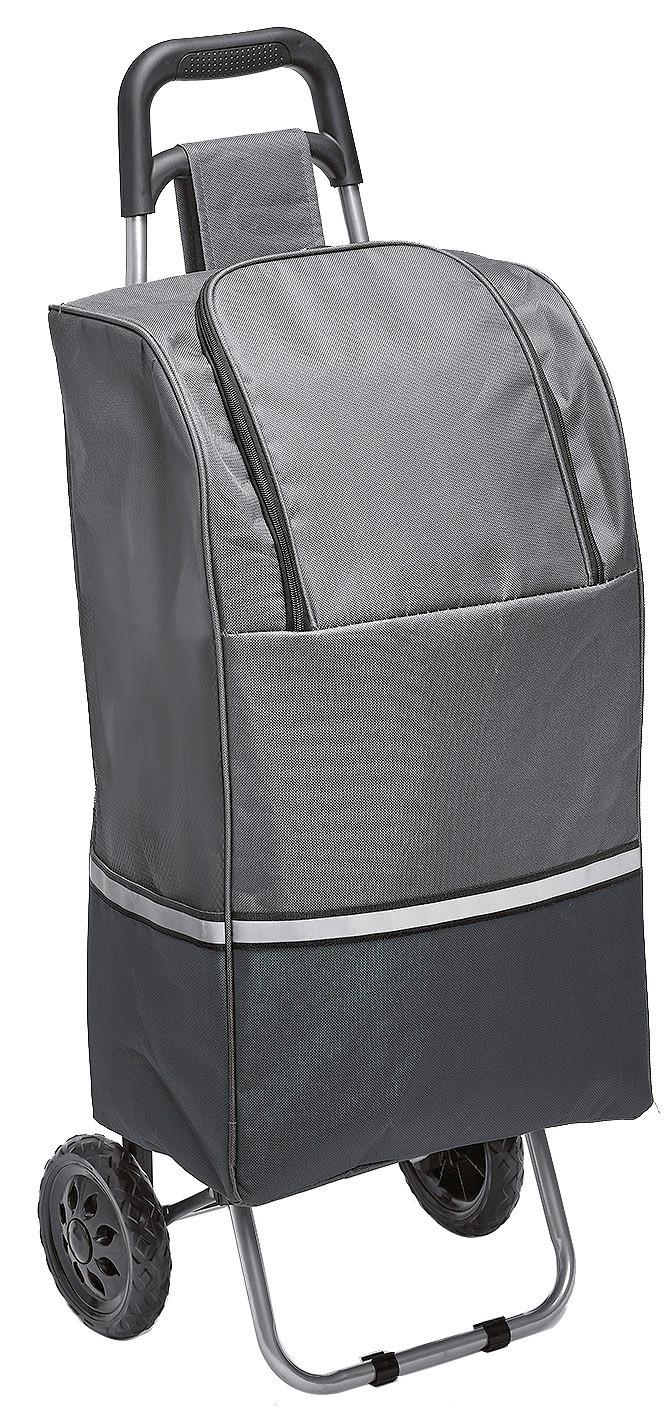 Einkaufstrolley Thermo Grau mit Reflektorstreifen - Grau, Basics, Textil (92/35/28cm)