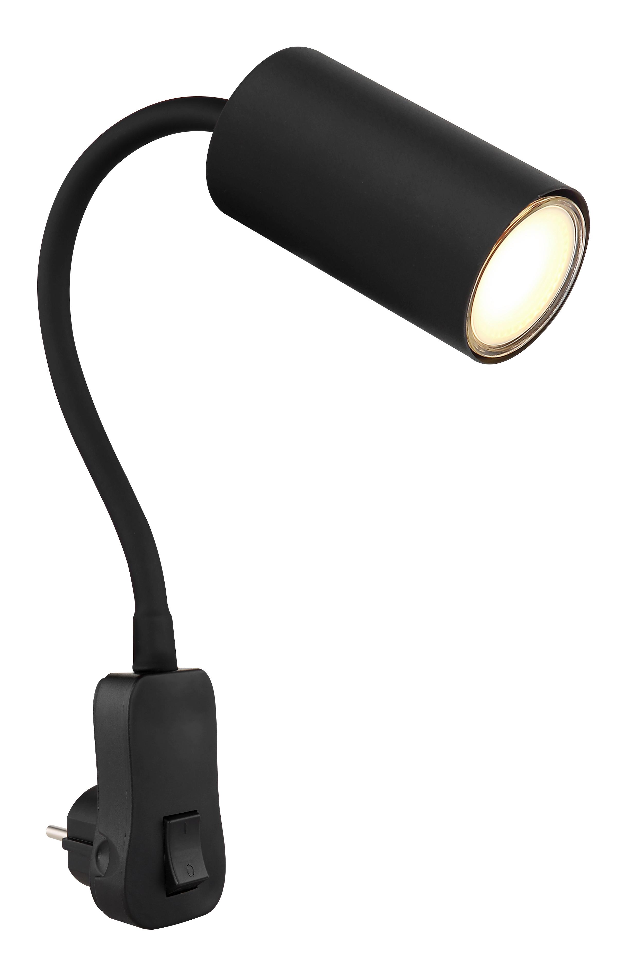 Wandleuchte 1-Flammig Flexarm und Wippschalter - Schwarz, Basics, Kunststoff/Metall (5,5/32/43cm) - Globo