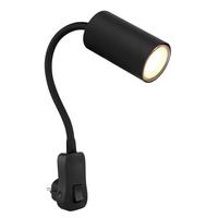 Wandleuchte 1-Flammig Flexarm und Wippschalter - Schwarz, Basics, Kunststoff/Metall (5,5/32/43cm) - Globo
