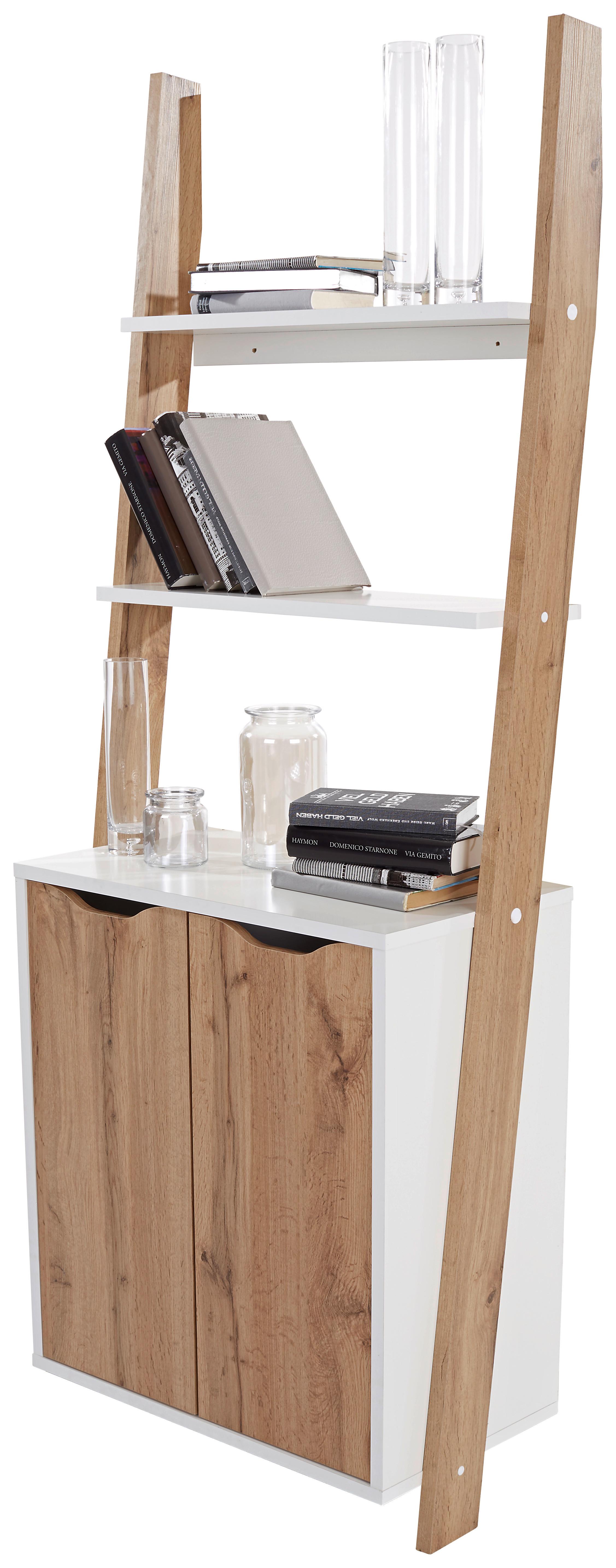 Regal mit Schrank Flo B: 65 cm Eiche Dekor/Weiß - Eichefarben/Weiß, MODERN, Holzwerkstoff (65/176/34,2cm)