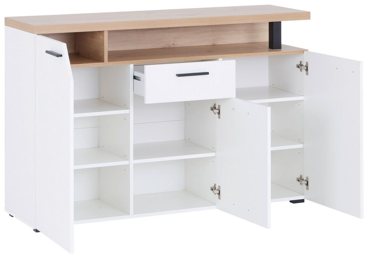 Komód Nico 136/92 Cm - Artisan tölgy/fehér, Modern, faalapú anyag (136,4/91,6/40cm)