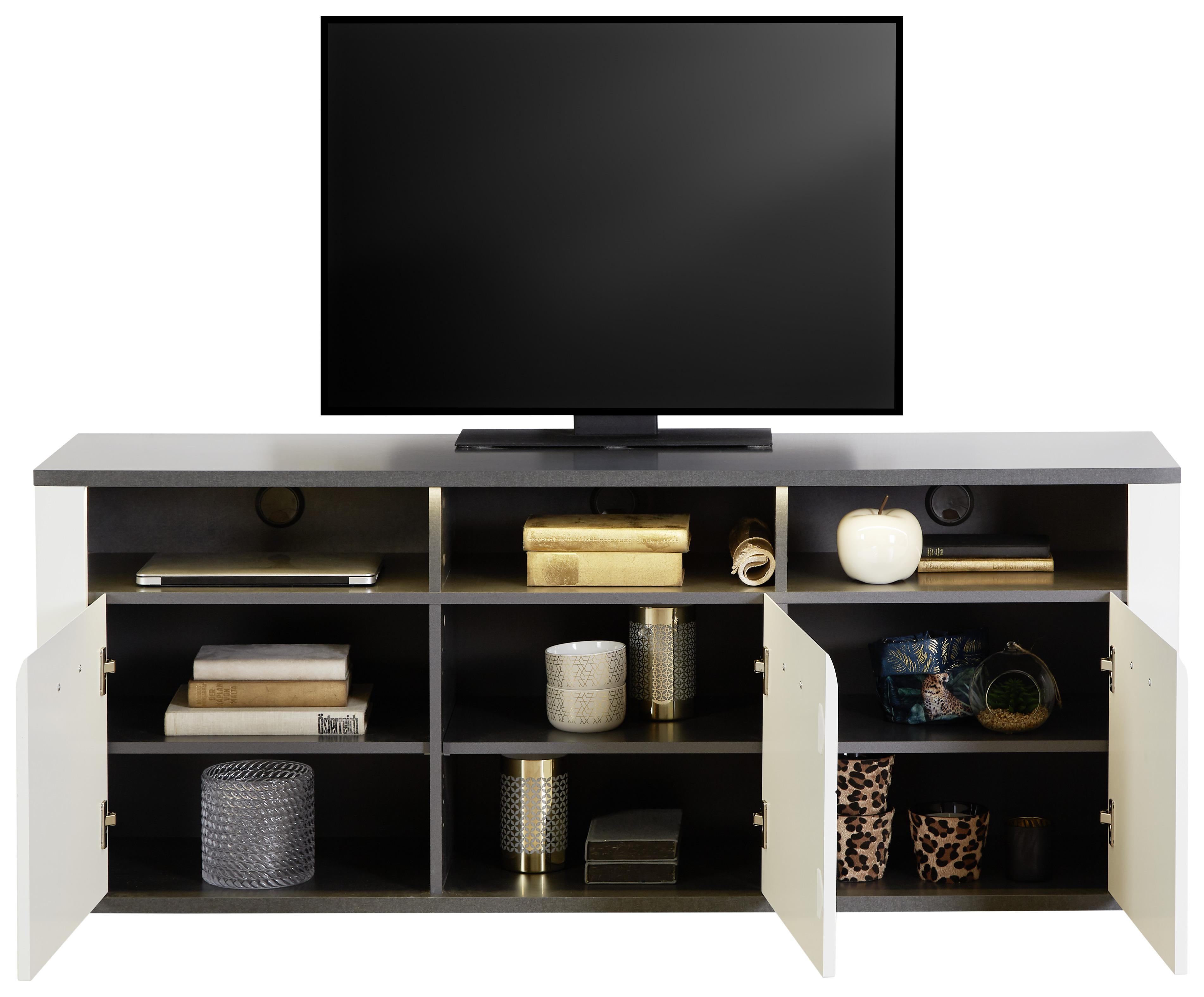 Tv Diel Alassio - čierna/biela, Moderný, kov/kompozitné drevo (156,3/62/40,5cm) - Luca Bessoni