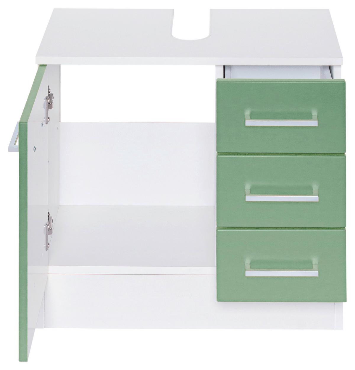 Waschbeckenunterschrank Riga Grün/Weiß B: 60 cm - Weiß/Grün, MODERN, Holzwerkstoff (60/56/35cm) - Held