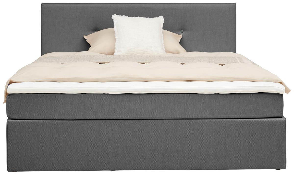 Boxbett mit Topper 160x200 Antonio - Schwarz/Grau, KONVENTIONELL, Holz/Holzwerkstoff (160/200cm) - P & B
