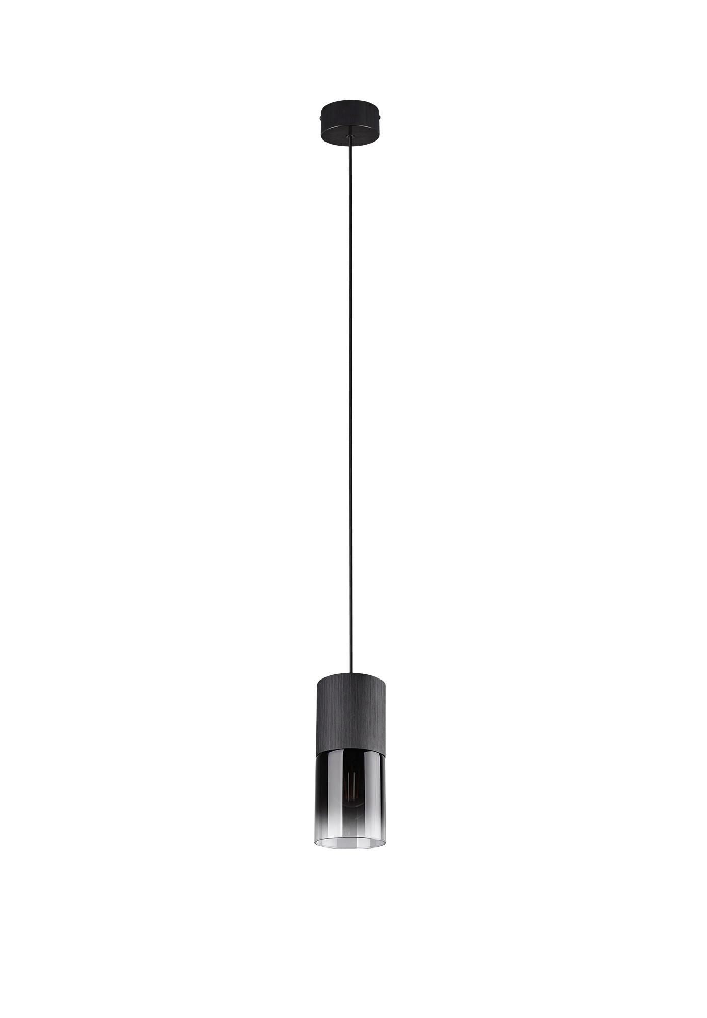 Hängeleuchte Robin H: 23-150cm 1-Flammig, beliebig kürzbar - Schwarz, Design, Glas/Metall (10/10/23-150cm) - Trio Leuchten
