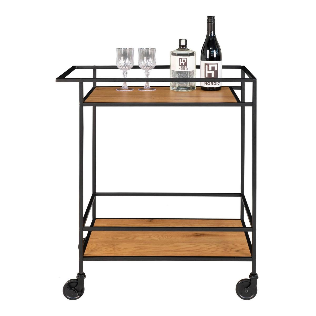Servierwagen Vita Schwarz/hellbraun B: 40cm - Hellbraun/Schwarz, Basics, Holzwerkstoff/Metall (40/79/68cm)