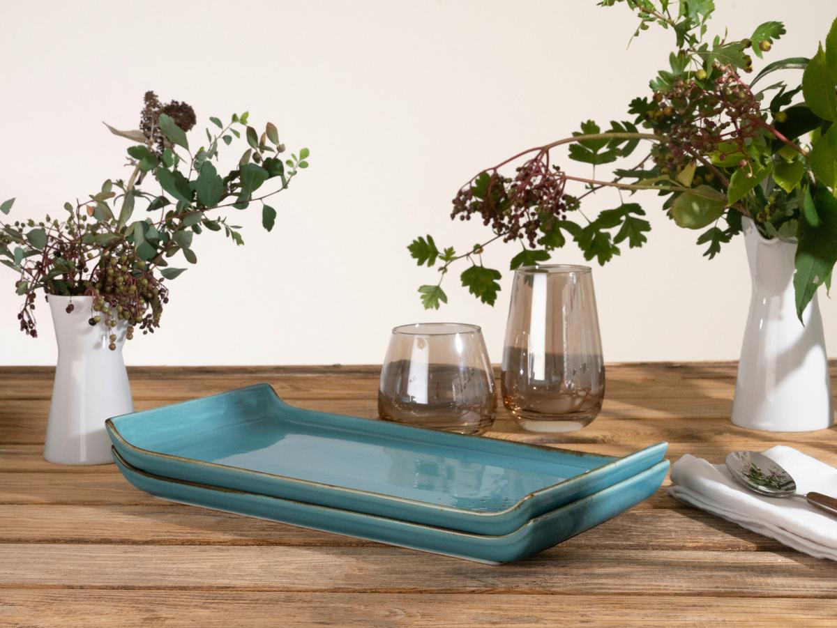 SERVIERPLATTEN-SET 33013 NATURE COLLECTION - Türkis, Trend, Keramik (16,5/33cm) - Creatable