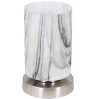 Tischlampe Bastiane Nickelfarben Touch-Funktion - Silberfarben/Weiß, ROMANTIK / LANDHAUS, Glas/Metall (12/19,5cm) - James Wood