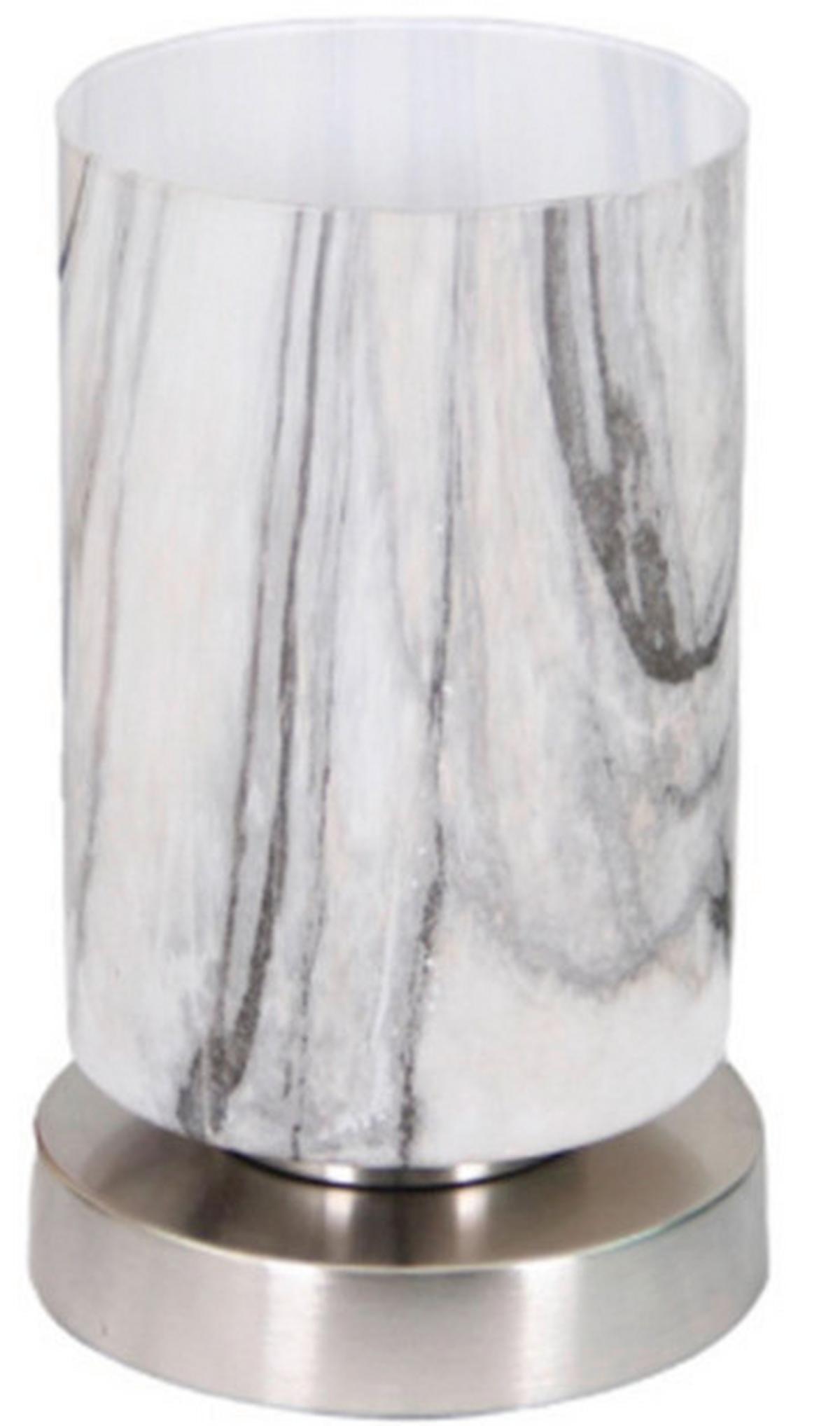 Tischlampe Bastiane Nickelfarben Touch-Funktion - Silberfarben/Weiß, ROMANTIK / LANDHAUS, Glas/Metall (12/19,5cm) - James Wood