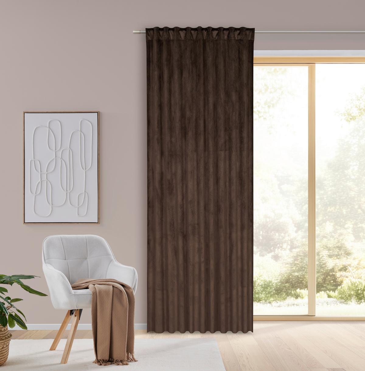 HOTOVÝ ZÁVĚS BIANCA - hnědá, Konvenční, textil (140/245cm) - Modern Living
