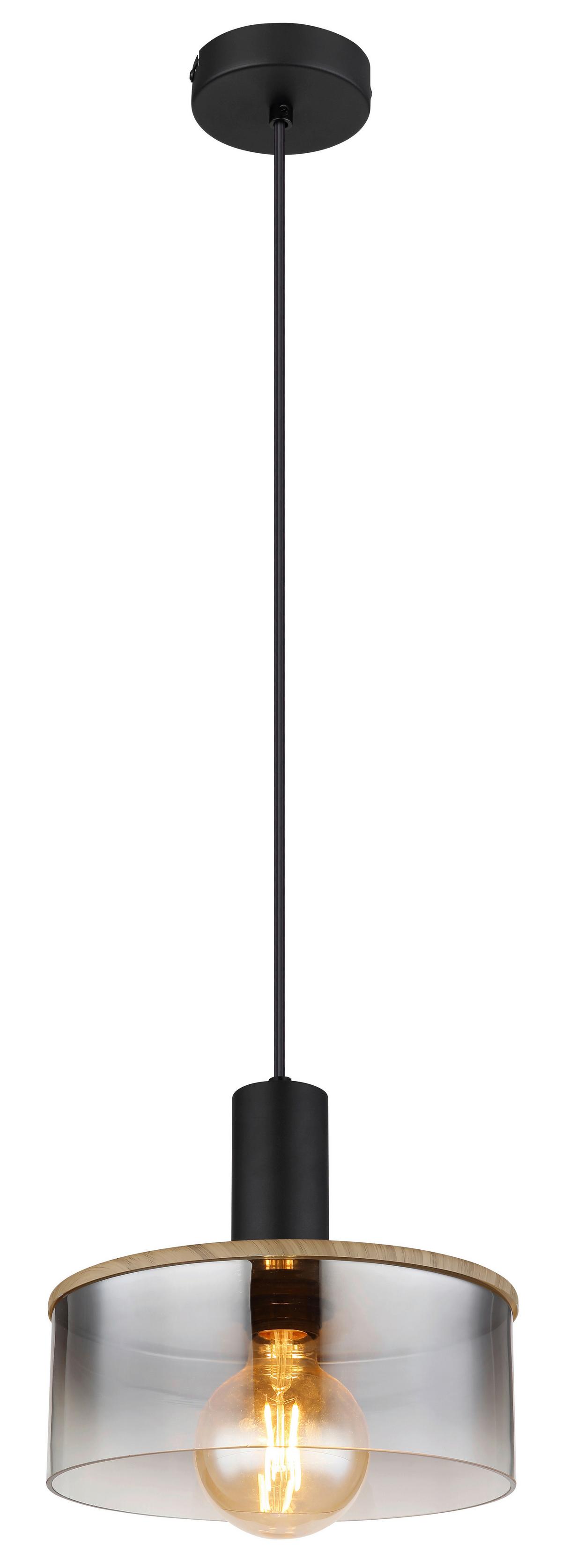 Hängeleuchte 15551h2 H: 120 cm 1-Flammig, Rauchglas - Dunkelbraun/Schwarz, Design, Glas/Kunststoff (25/120cm) - Globo