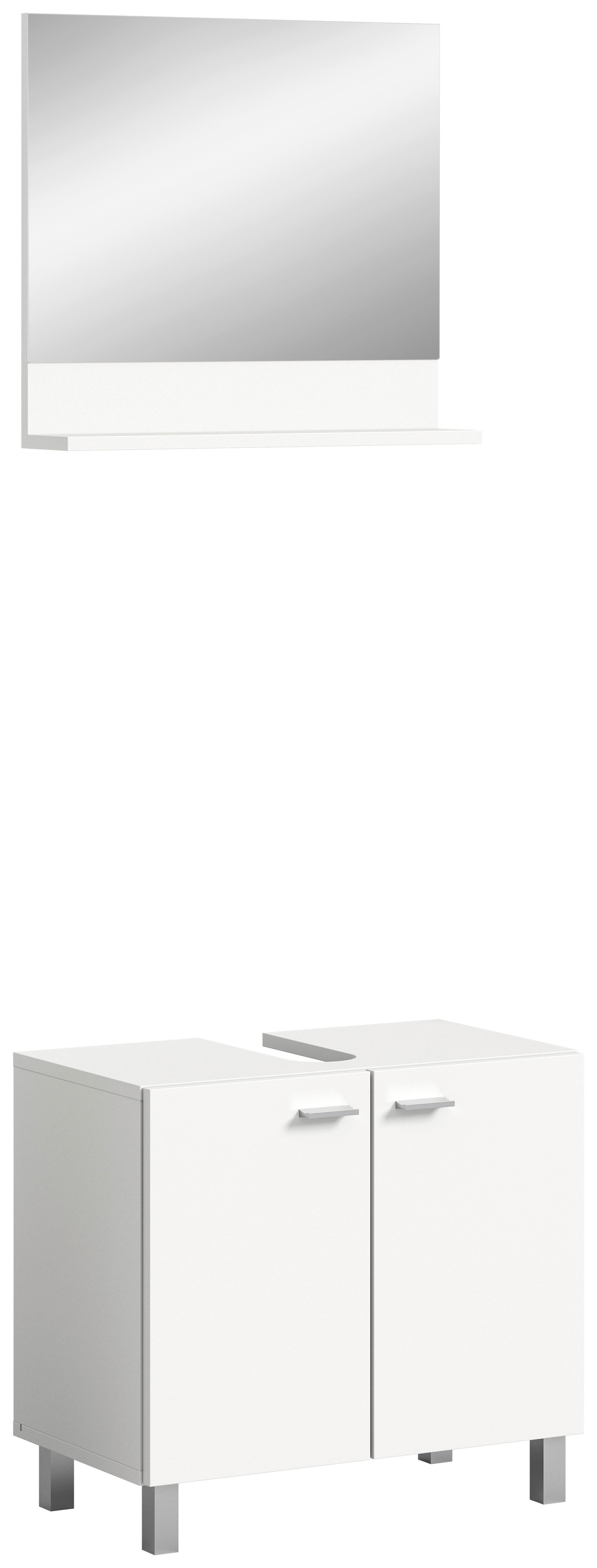 Badezimmer Boston Weiß B: 57 cm - Silberfarben/Weiß, MODERN, Glas/Holzwerkstoff (57cm) - MID.YOU