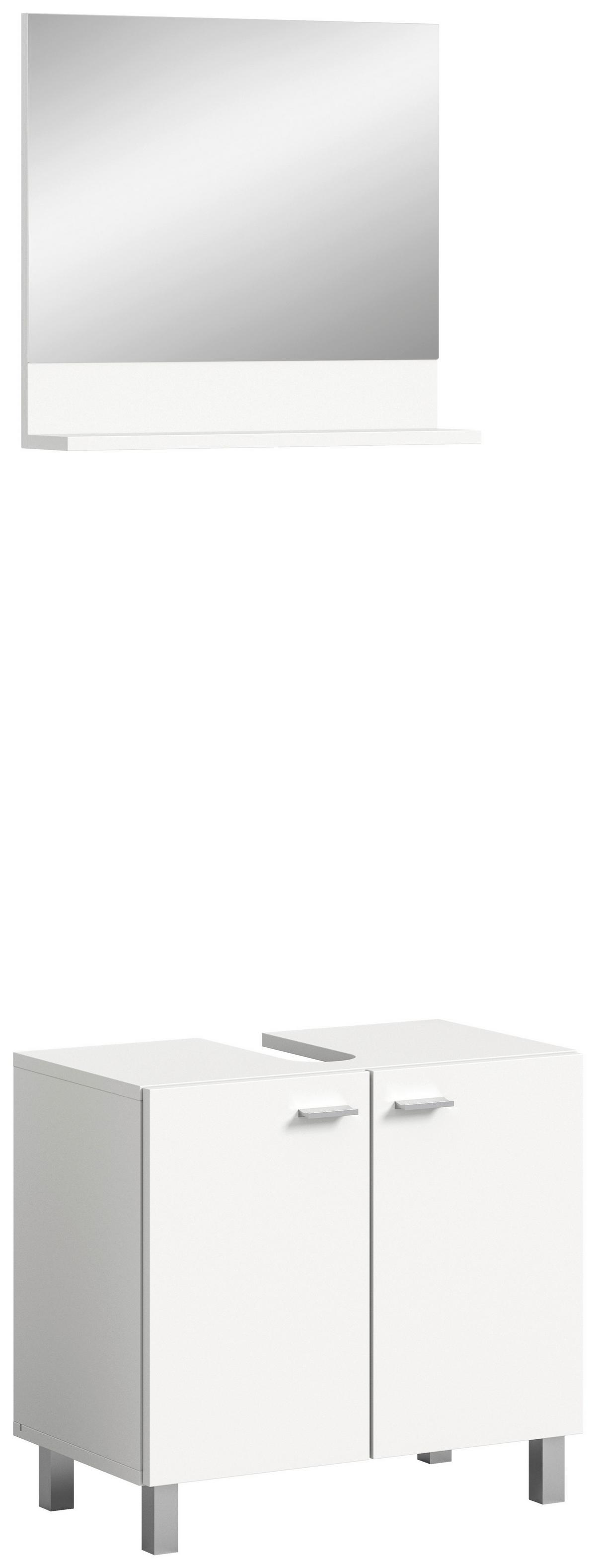Badezimmer Boston Weiß B: 57 cm - Silberfarben/Weiß, MODERN, Glas/Holzwerkstoff (57cm) - MID.YOU