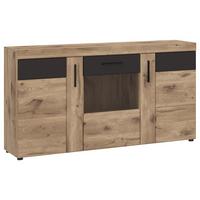 Sideboard Grano Eichefarben B: 157 Cm - Eichefarben/Dunkelgrau, Trend, Glas/Holzwerkstoff (157/86/40,9cm)
