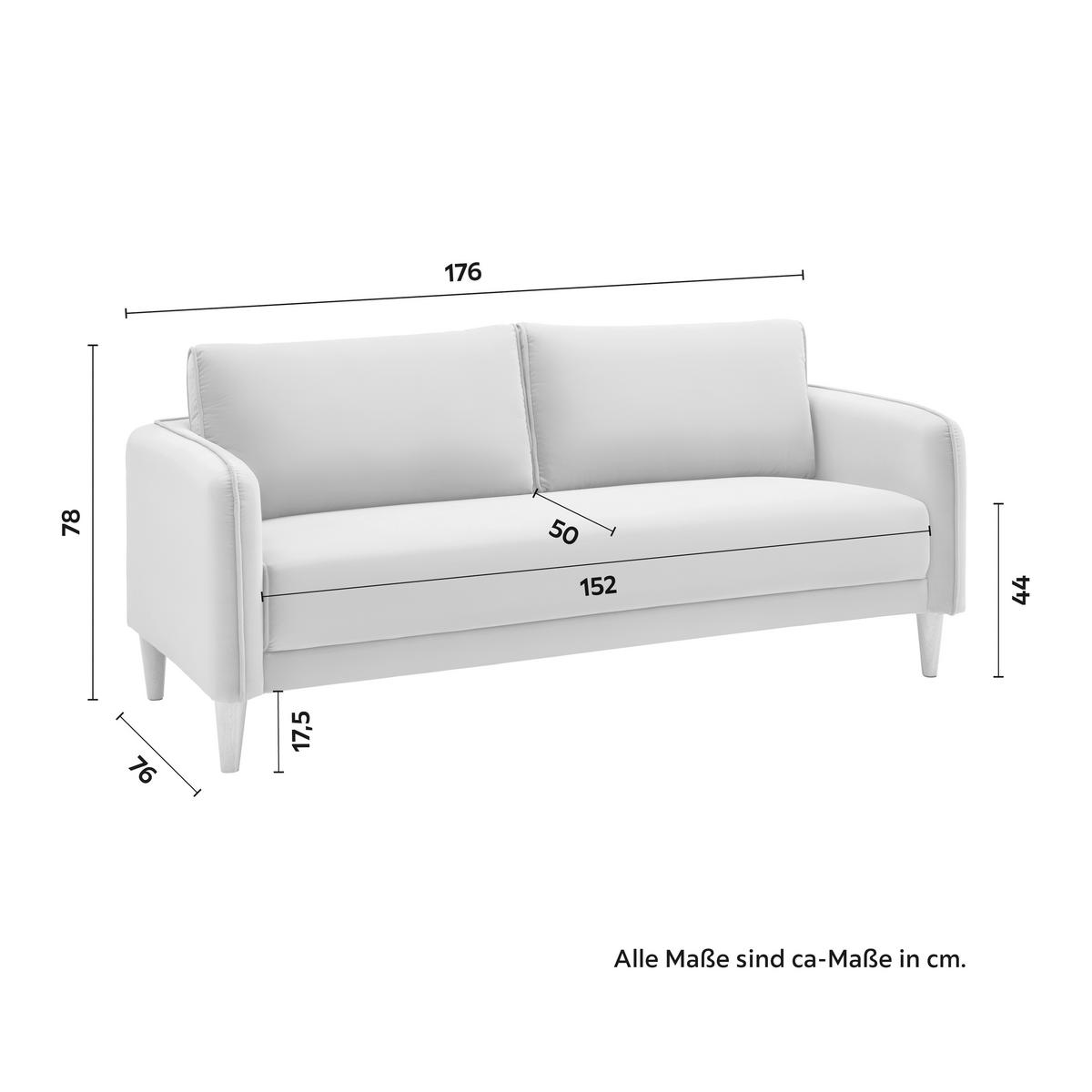 Pohovka LIVIA tmavěmodrá - přírodní barvy/tmavě modrá, Moderní, dřevo/textil (176/78/76cm) - Bessagi Home