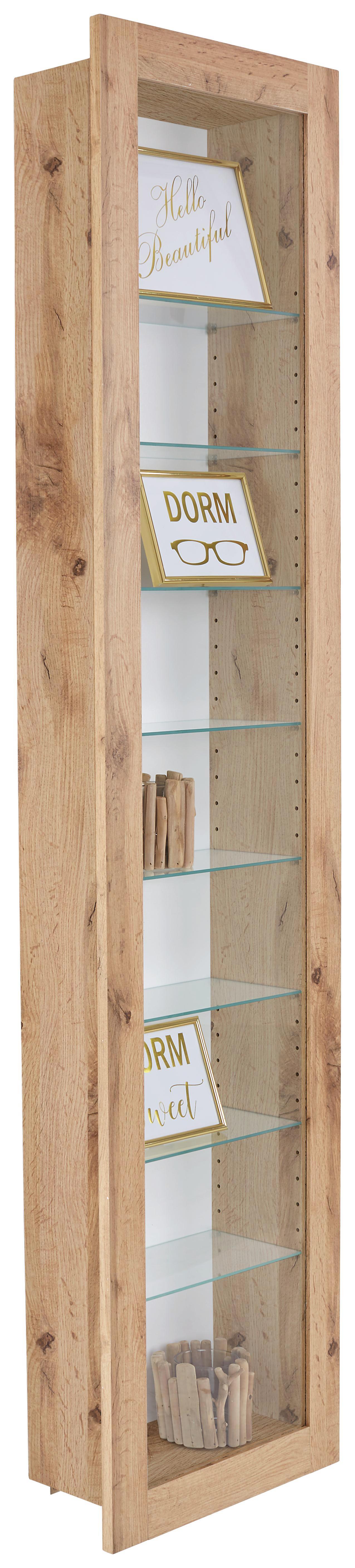 Hängevitrine Boni - Eichefarben/Weiß, MODERN, Glas/Holzwerkstoff (42/168,5/17cm)