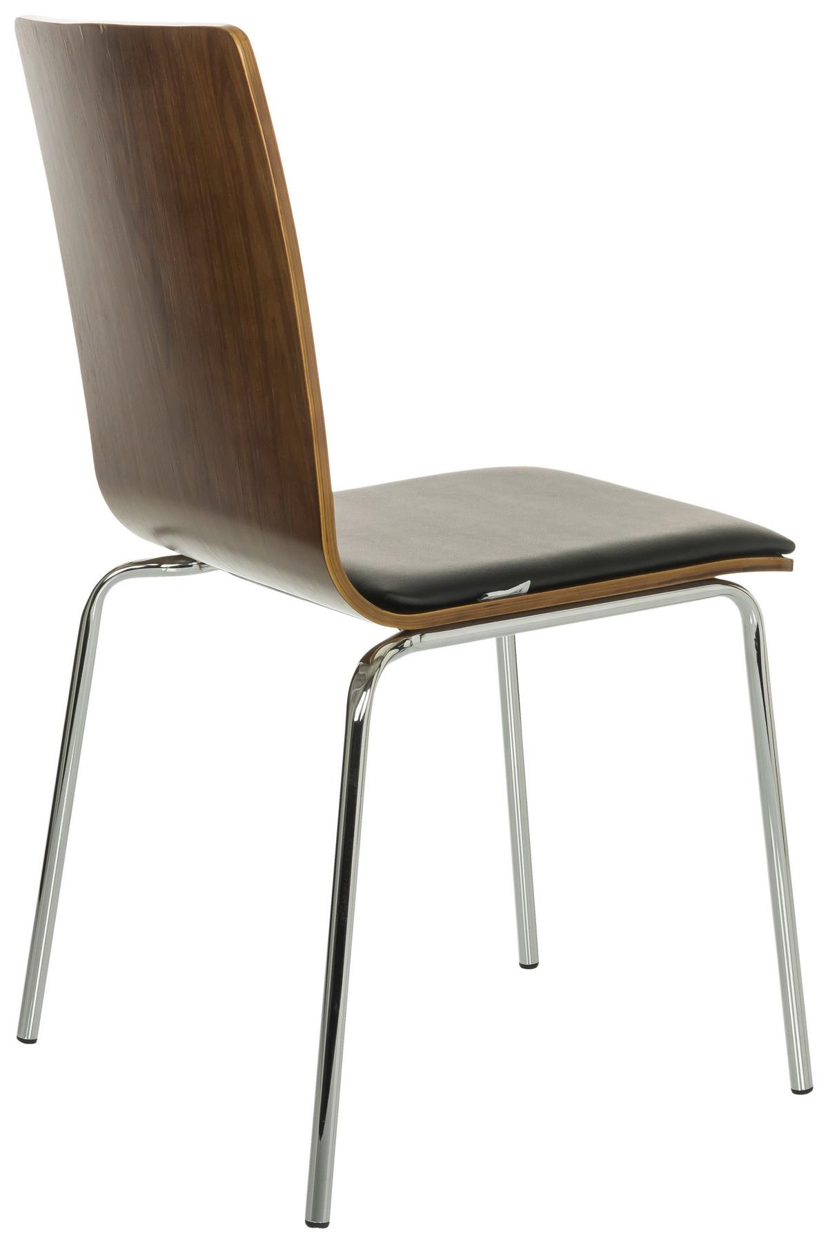 Besucherstuhl Peria - Silberfarben/Schwarz, Basics, Leder/Holz (50/86/55cm) - MID.YOU