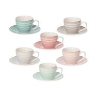 Kaffeetassenset Iris Bamboo 12-Tlg. Keramik Multicolor - Greige/Beige, Basics, Keramik - Tognana