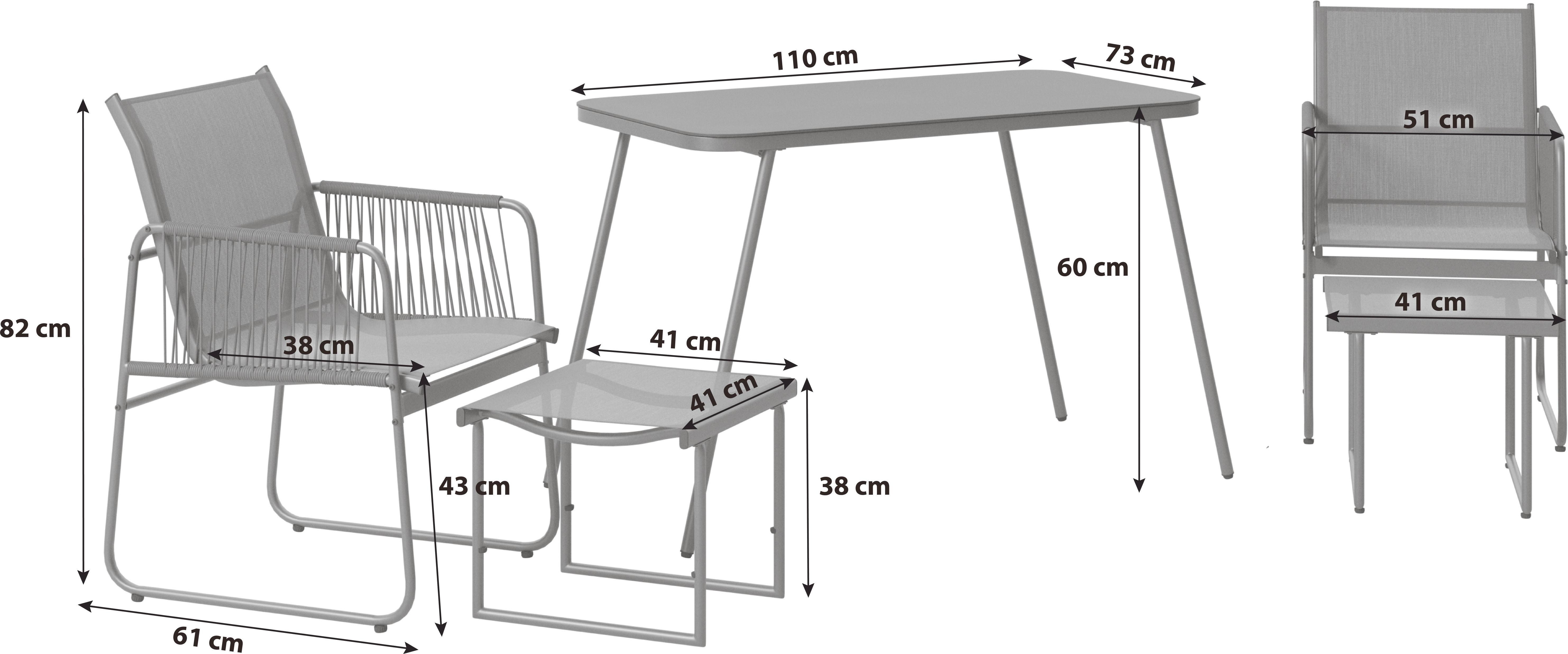 BALKONSET CARDIFF - Dunkelgrau/Grau, MODERN, Glas/Kunststoff - Beldano
