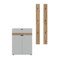 Garderobe Naro Weiß /Eiche dunkel Dekor B: 150cm - Eiche dunkel/Grau, Design, Holzwerkstoff (150/194/37cm) - Livetastic