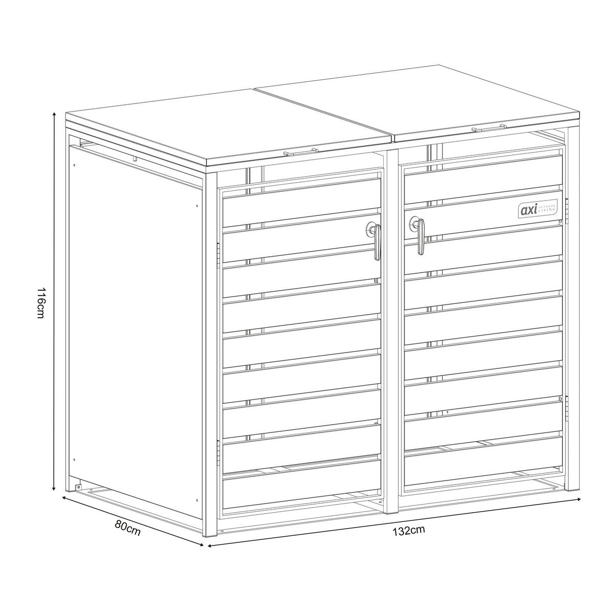 Mülltonnenbox A093.002.00 - Anthrazit/Braun, KONVENTIONELL, Metall (132/116/80cm) - Ambia Garden