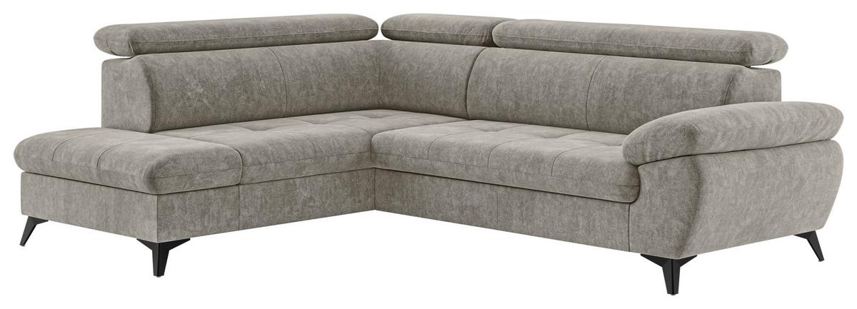 Ecksofa mit Bettkasten Hudson 207x265 cm Schlammfarben - Schlammfarben/Schwarz, Textil (207/265cm) - MID.YOU