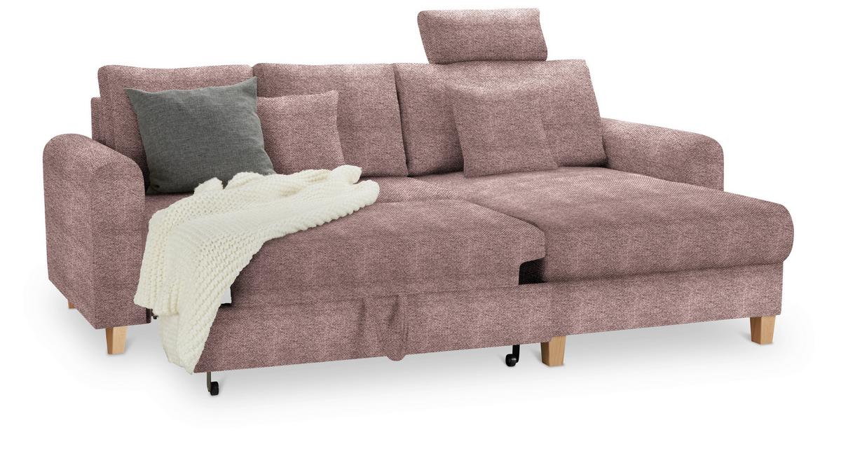 Rohová sedačka LILLE, oboustr., šeříkový velur - šeříková/světle hnědá, Moderní, dřevo/textil (232/110/156cm) - Mömax