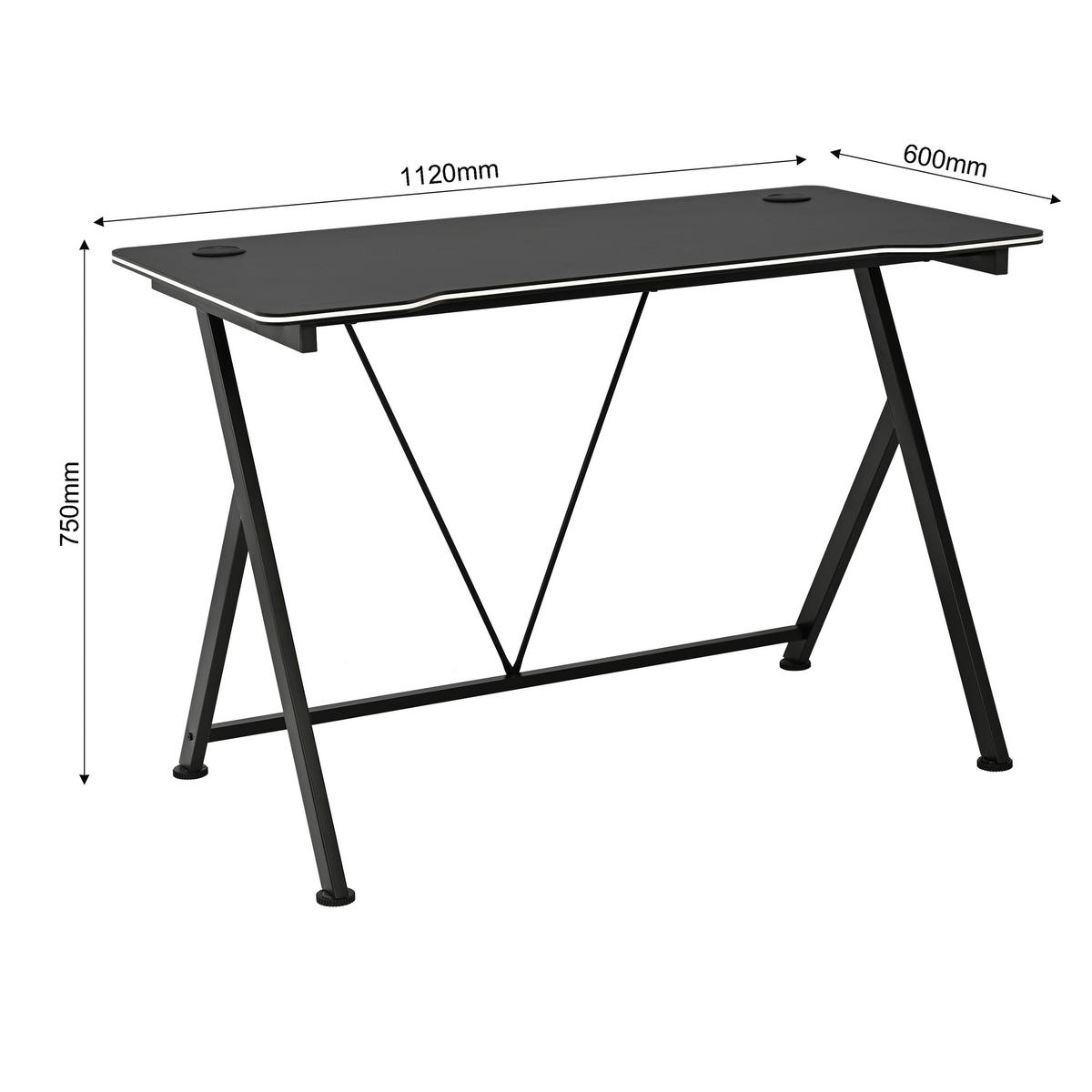 Gamingtisch Paul Schwarz B: 110 cm - Schwarz/Weiß, Trend, Holzwerkstoff/Metall (110/75/60cm)