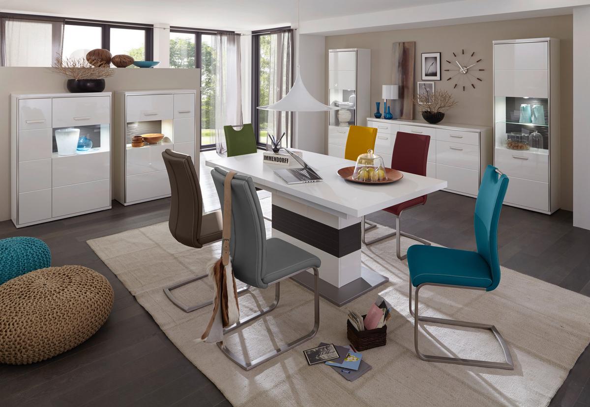 Esstisch Ausziehbar Trento 180-280x100 Cm Grau/weiß - Silberfarben/Weiß, Design, Holzwerkstoff (180/100/77cm) - Livetastic