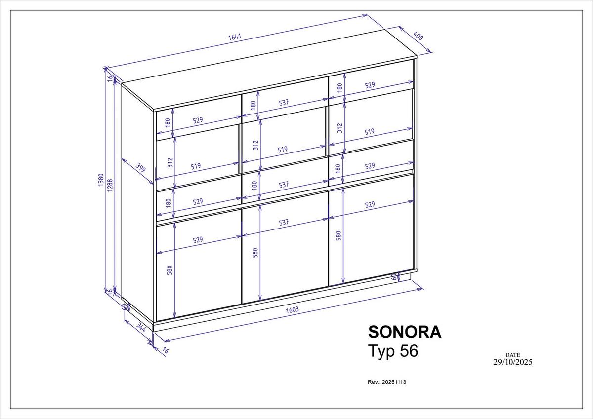 Highboard Sonora Kashmir/Eiche B: 164cm - Kaschmir/Eiche Artisan, Design, Glas/Holzwerkstoff (164/138/40cm) - MID.YOU
