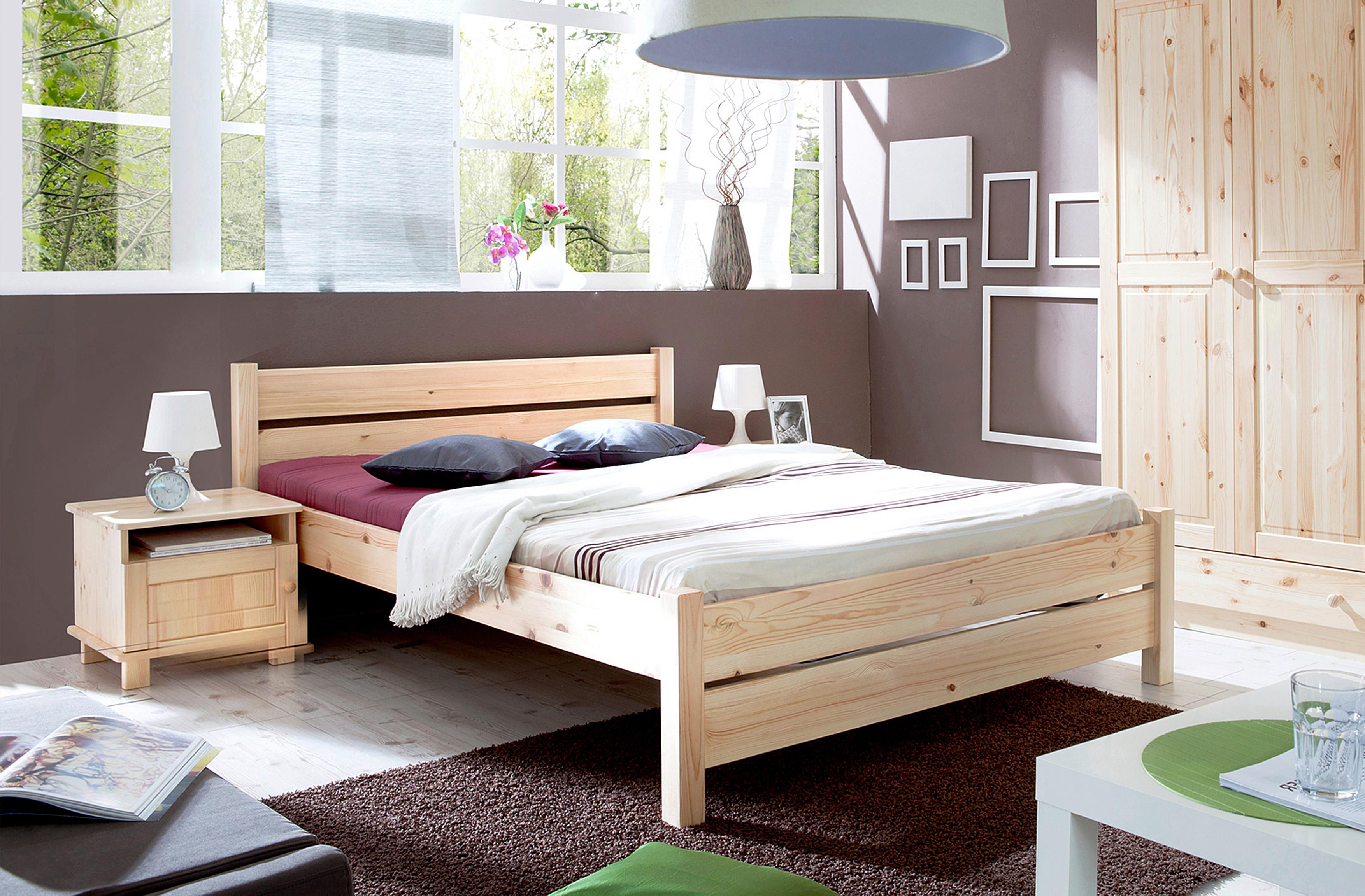 Massivholzbett 140x200 Bora Kiefer Natur - Kieferfarben, Natur, Holz (140/200cm) - MID.YOU