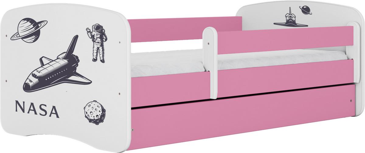 Kinder-/Juniorbett Babydreams Weiß/Pink B: 80cm - Pink/Birkefarben, MODERN, Holz/Holzwerkstoff (80/160cm) - MID.YOU