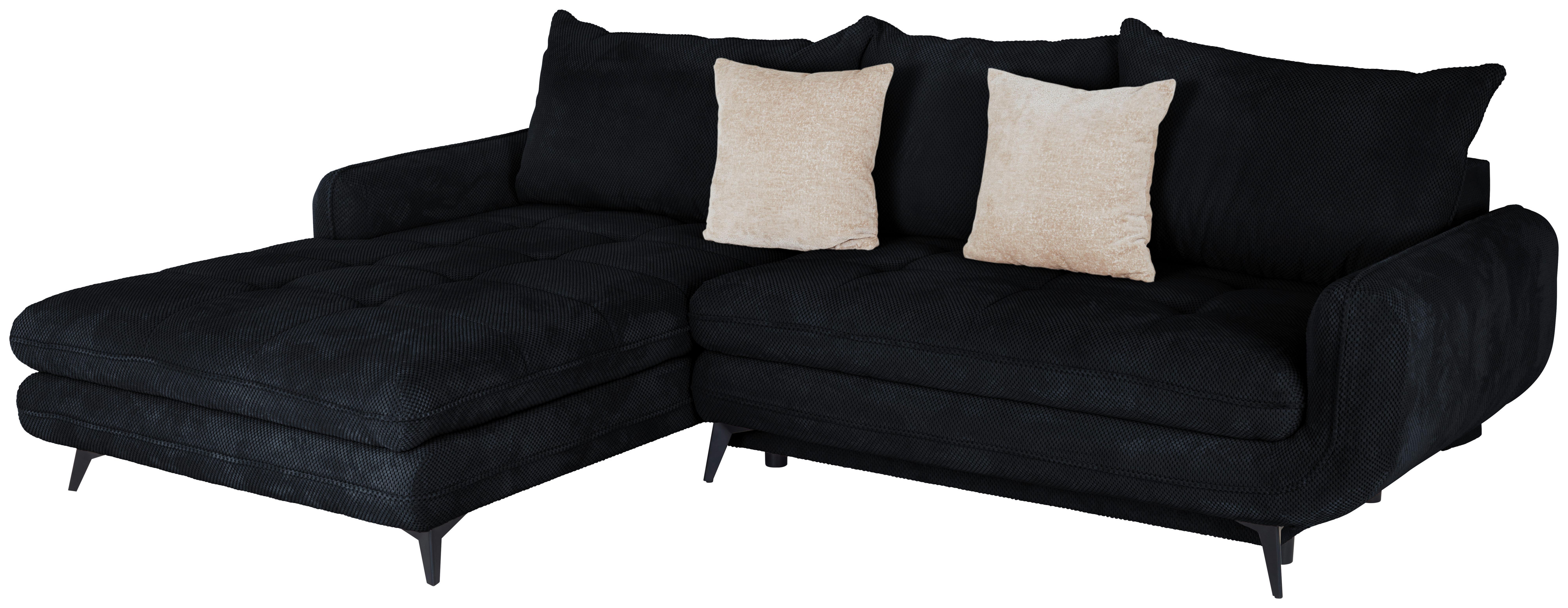 Ecksofa Wave - Schwarz, MODERN, Textil (189/266cm)