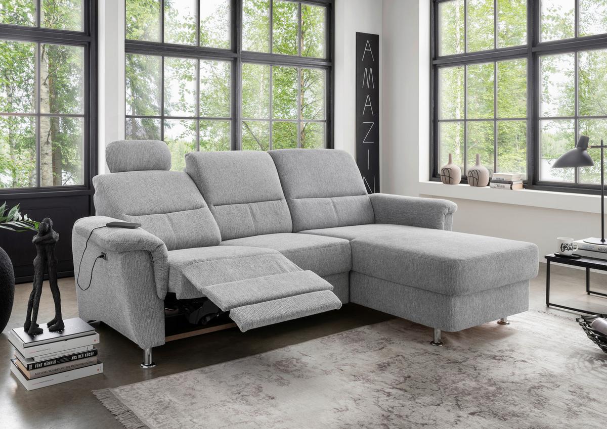 Ecksofa mit Stauraum Parole Silberfarben Chenille - Chromfarben/Silberfarben, MODERN, Textil (231/165cm) - Livetastic