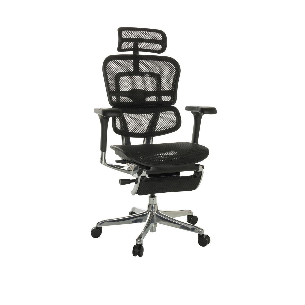 Drehstuhl Ergohuman Plus Legpro I - Schwarz/Grau, Basics, Kunststoff/Textil (68/118-141/64cm) - MID.YOU