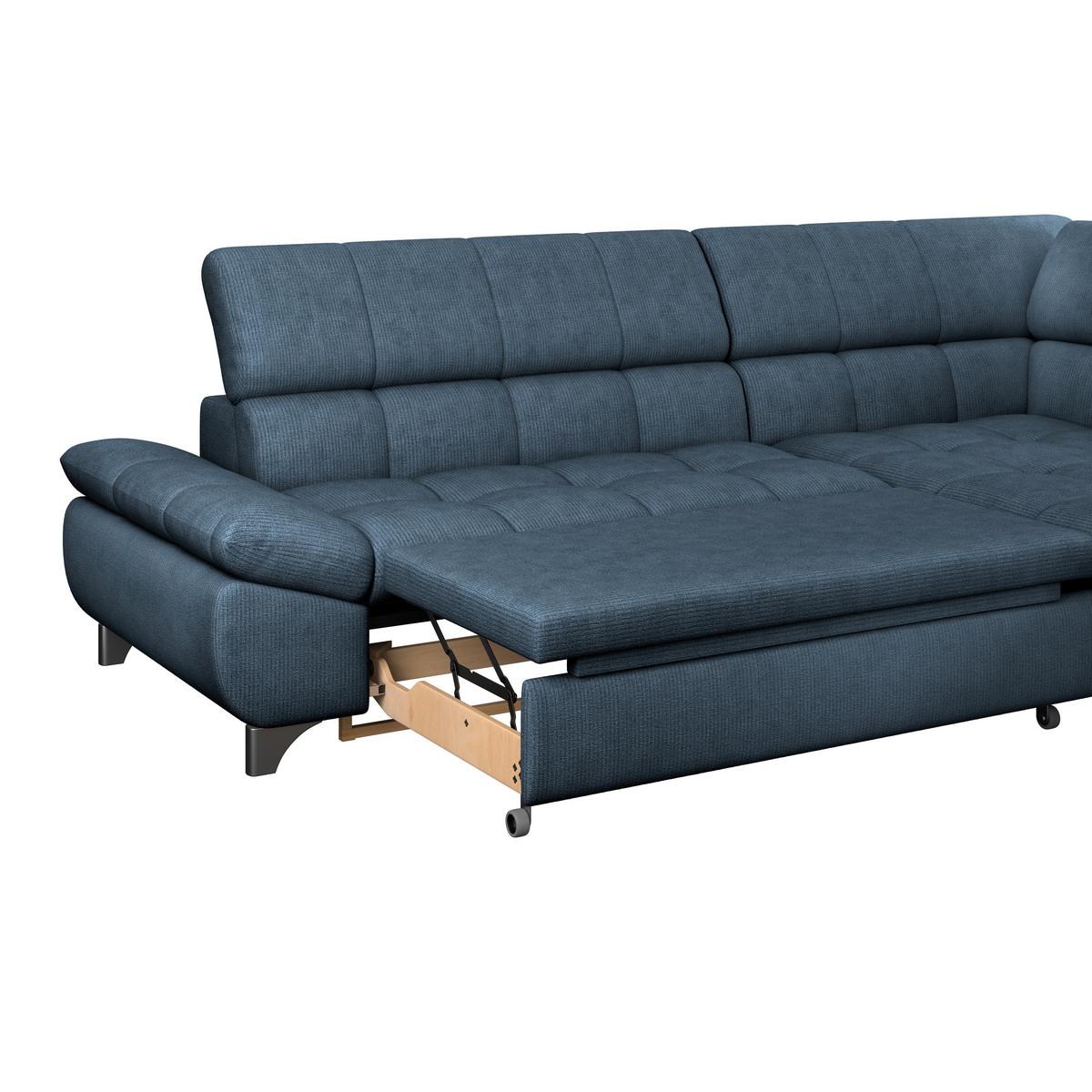 Ecksofa Mit Schlaffunktion Gemini Dunkelblau 312x234 Cm - Chromfarben/Dunkelblau, KONVENTIONELL, Textil (312/234cm)