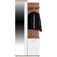 Garderobe Xara Eiche Dekor/ Weiß B: 80 Cm Mit Spiegel - Eichefarben/Weiß, MODERN, Glas/Holzwerkstoff (80/189/30,5cm)