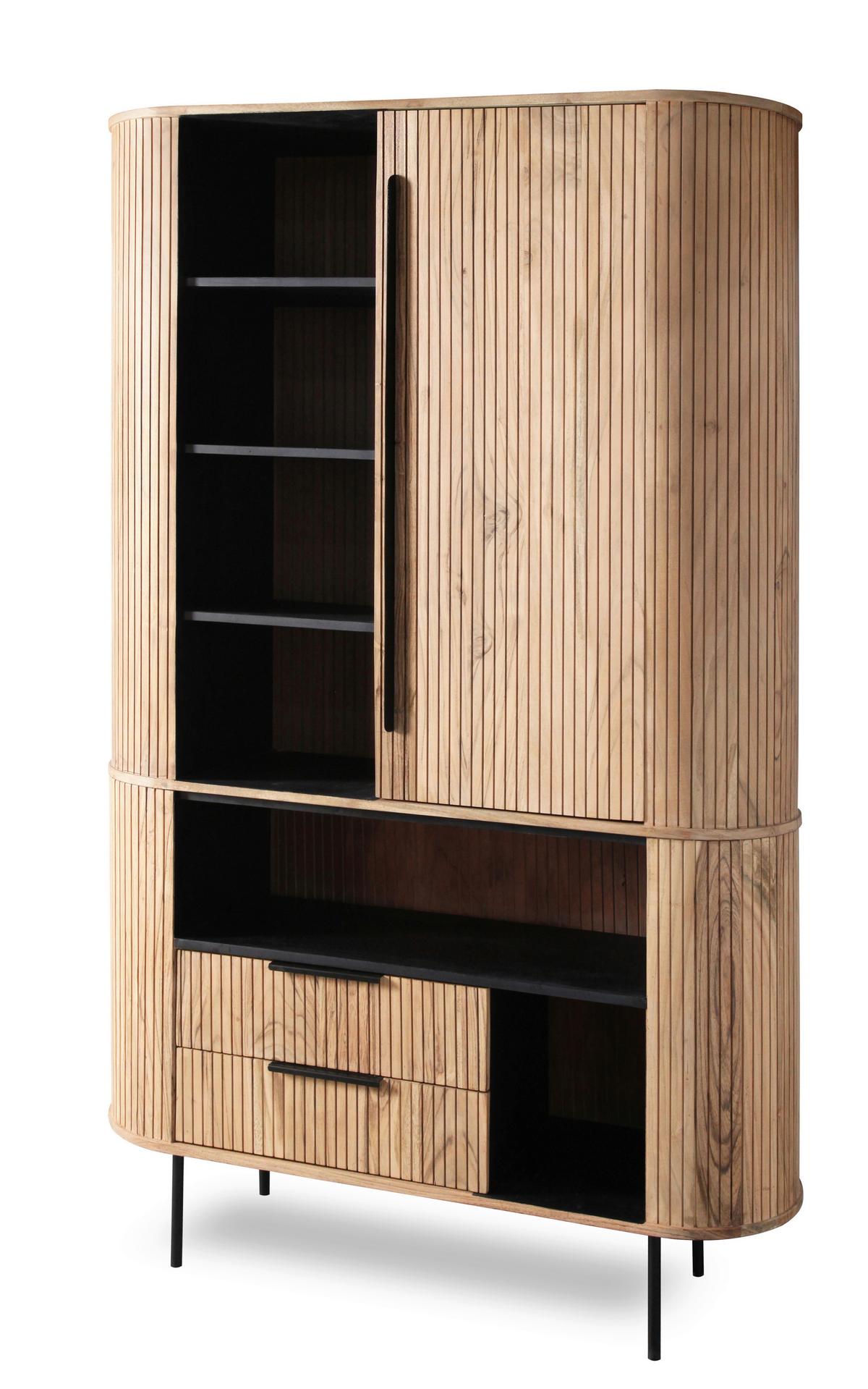 Schrank Kunja Akazie Massiv, B: 118 cm - Akaziefarben, Trend, Holz/Metall (118/195/40cm)